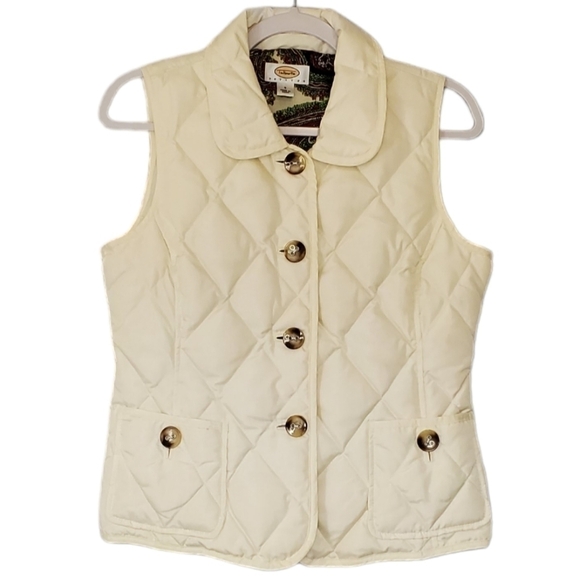 Talbots Jackets & Blazers - Talbots Petites ivory quilted puffer vest with duck down Size PS